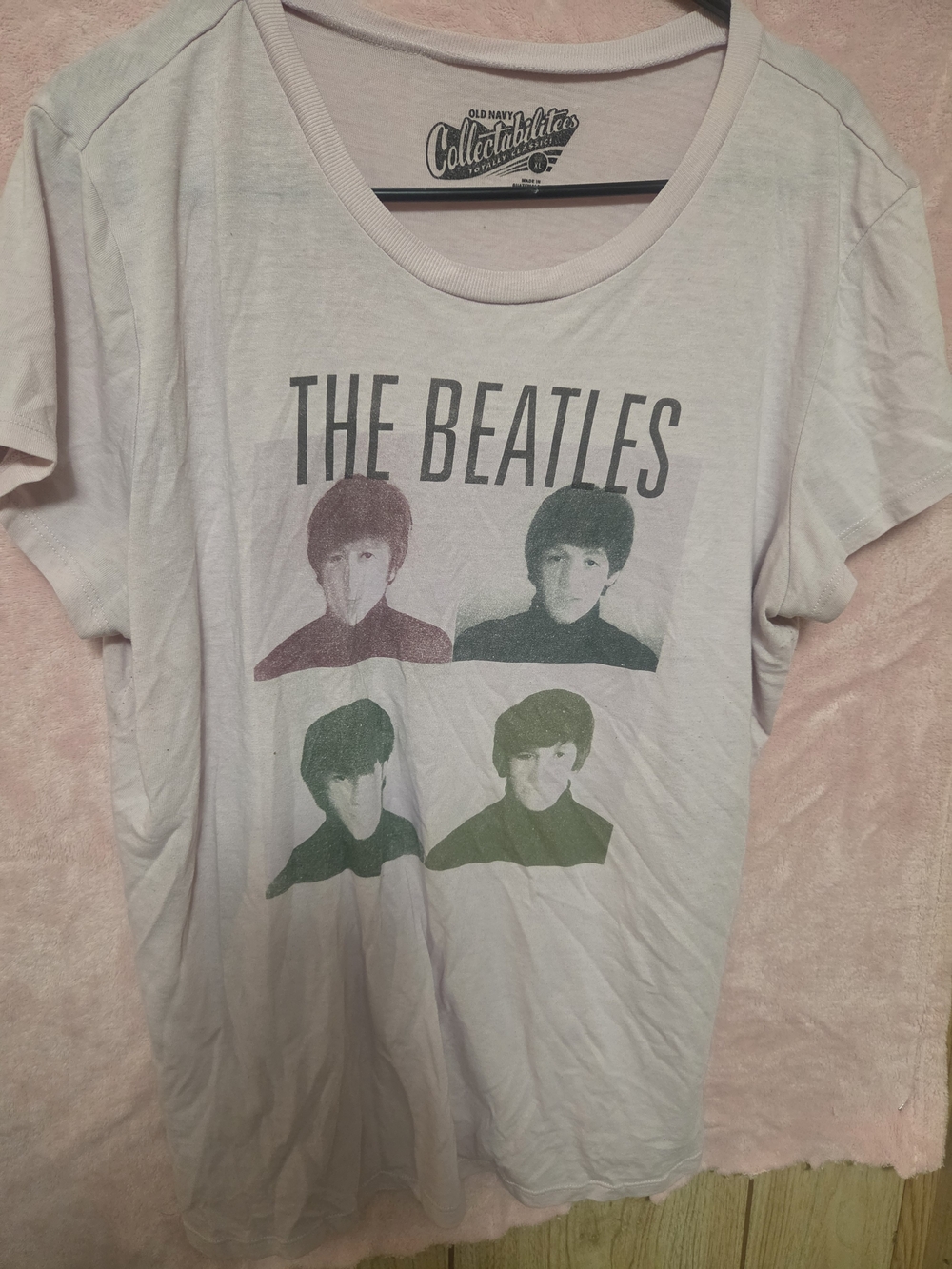Old Navy The Beatles Graphic Tee - Light Pink and Multicolor Print